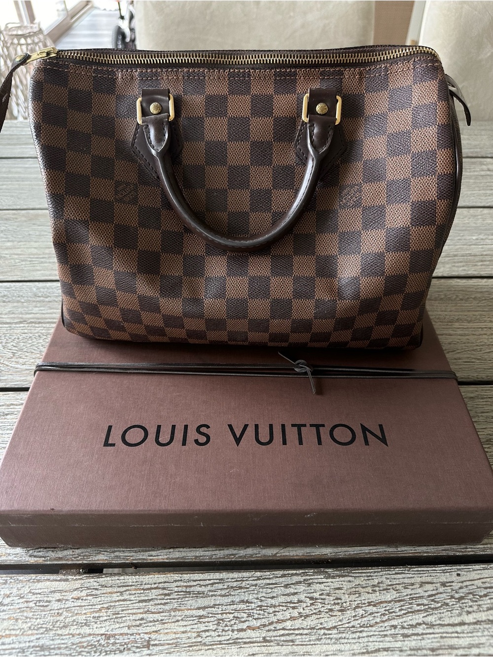 REPOSTED Authentic Louis Vuitton Brown Damier Ebene Speedy 30 Top Handle Handbag - Picture 4 of 16